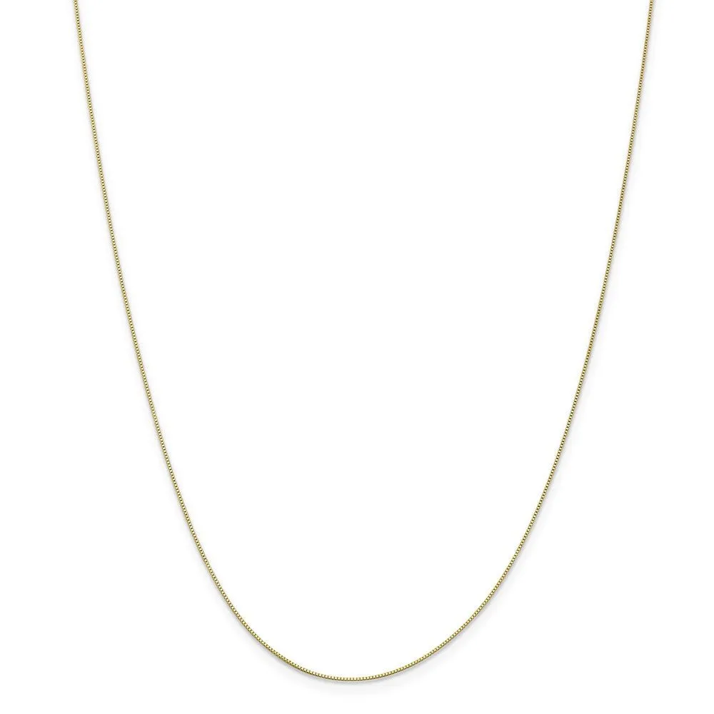 0.5mm, 10k Yellow Gold, Box Chain Necklace