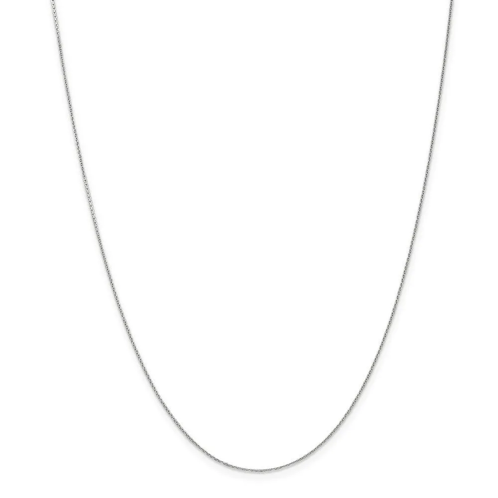 0.65mm, 14k White Gold, Diamond Cut Cable Chain Necklace