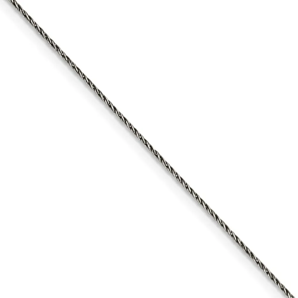 0.75mm Black Plated & Sterling Silver D/C Snake Chain Necklace