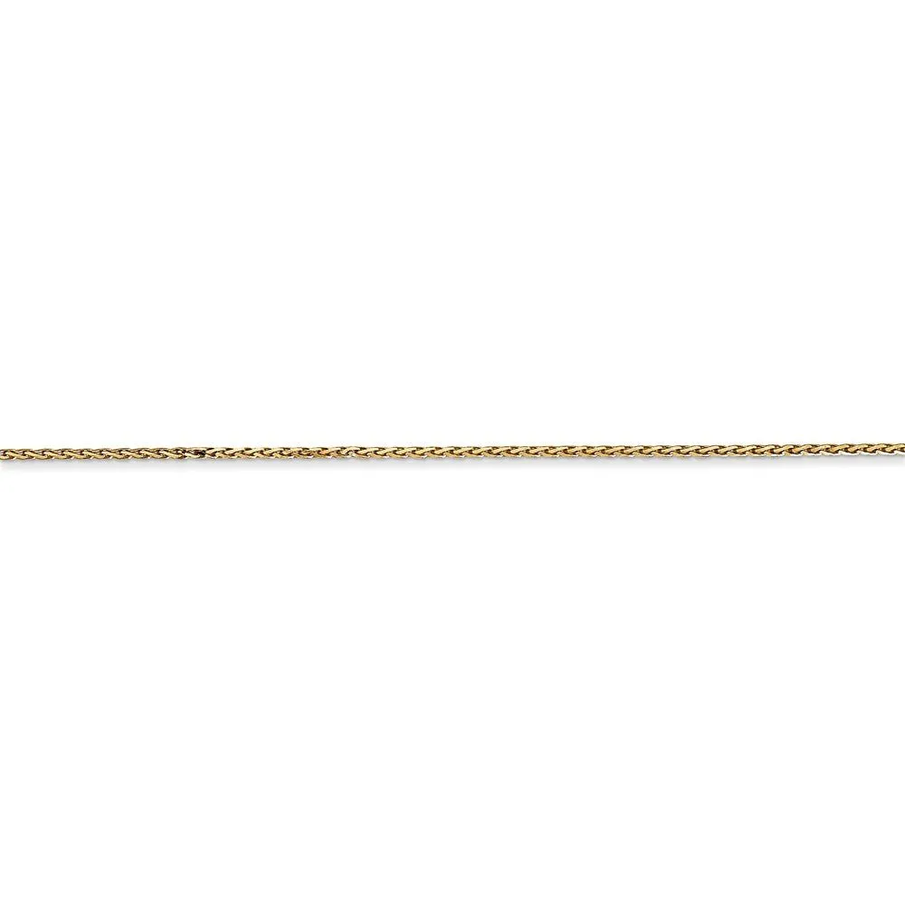 0.8mm, 14K Yellow Gold, Diamond Cut, Round Wheat Chain Anklet - 9 inch