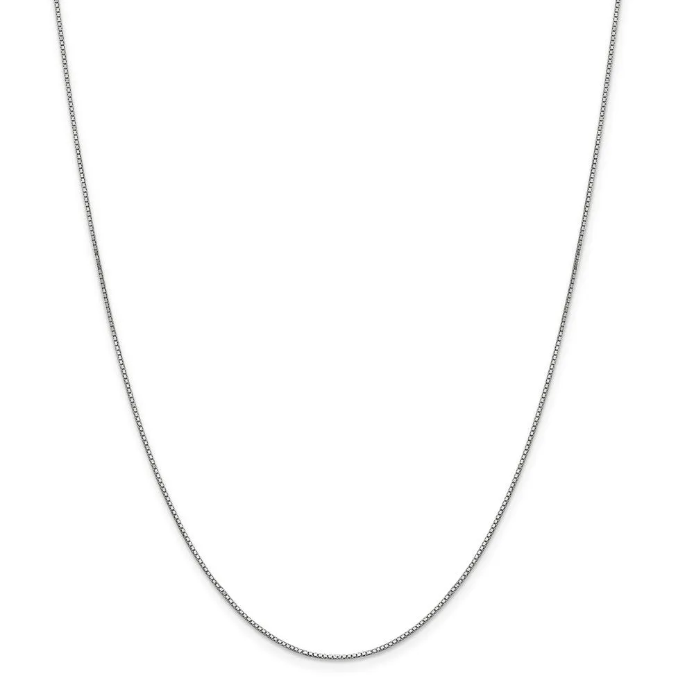 0.9mm 14k White Gold Classic Box Chain Necklace