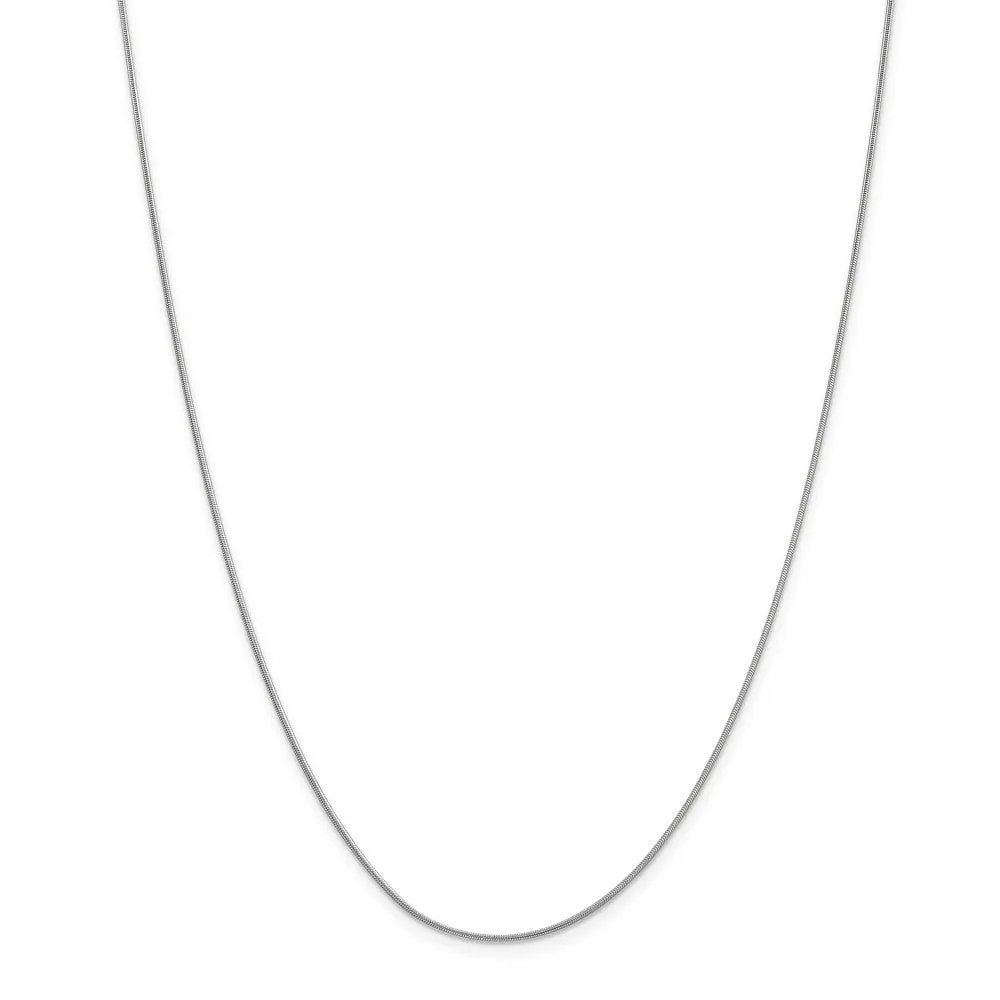 0.9mm, 14k White Gold, Round Snake Chain Necklace