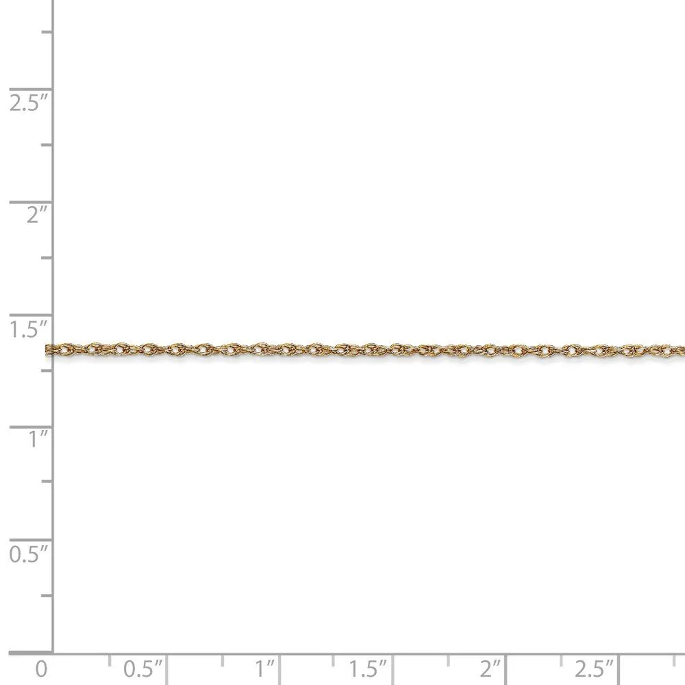 1.15mm, 14k Yellow Gold, Cable Rope Chain Necklace