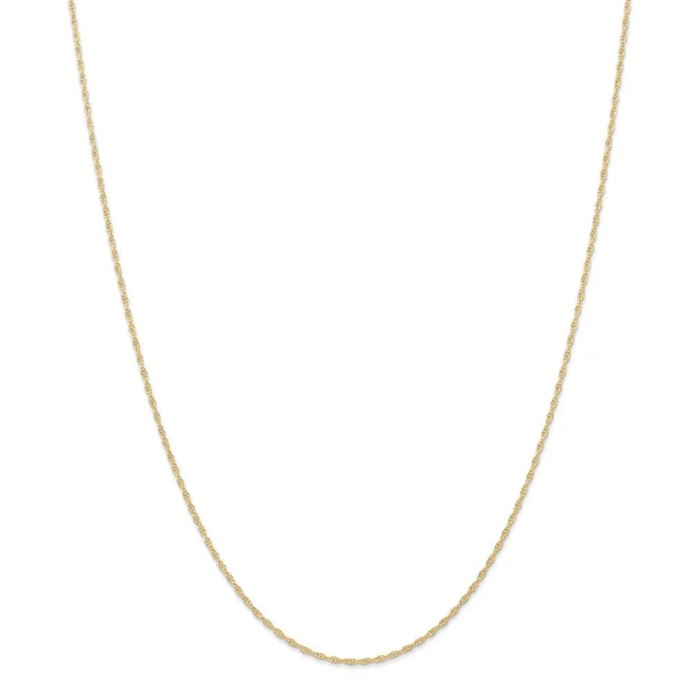 1.15mm, 14k Yellow Gold, Cable Rope Chain Necklace