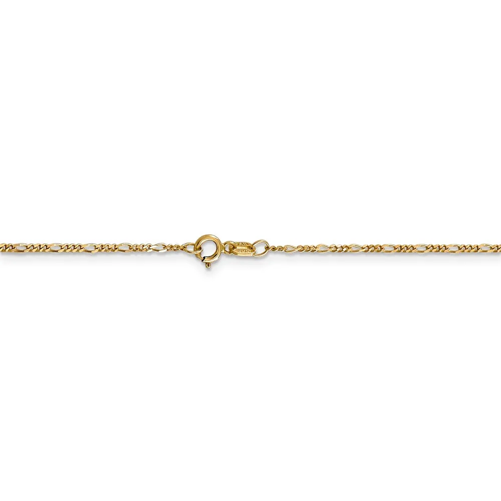 1.25mm, 14k Yellow Gold, Flat Figaro Chain Necklace