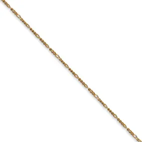 1.25mm, 14k Yellow Gold, Flat Figaro Chain Necklace