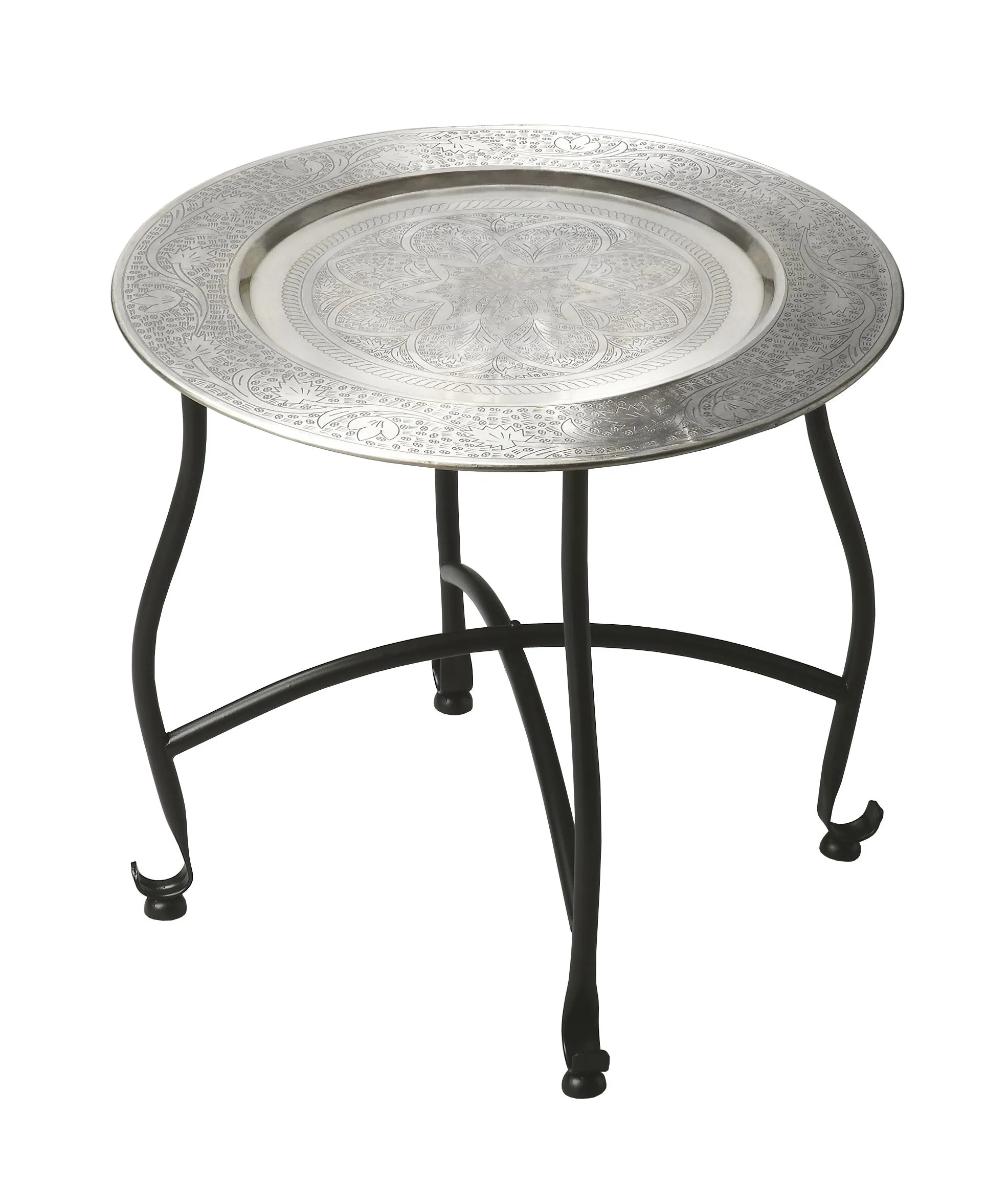 14" Black And Silver Aluminum Round End Table By Homeroots