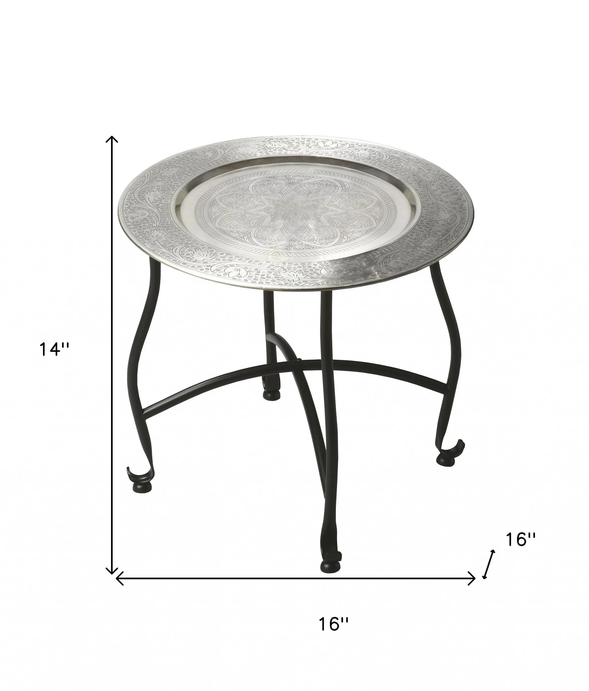 14" Black And Silver Aluminum Round End Table By Homeroots