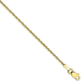 1.5mm, 10k Yellow Gold Lightweight D/C Rope Chain Anklet