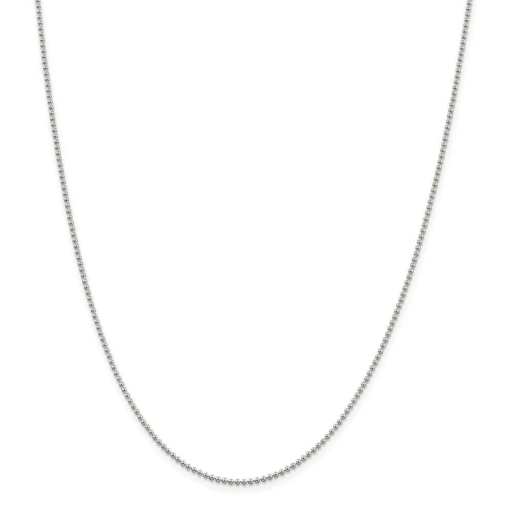 1.5mm Sterling Silver, Solid Beaded Chain Necklace