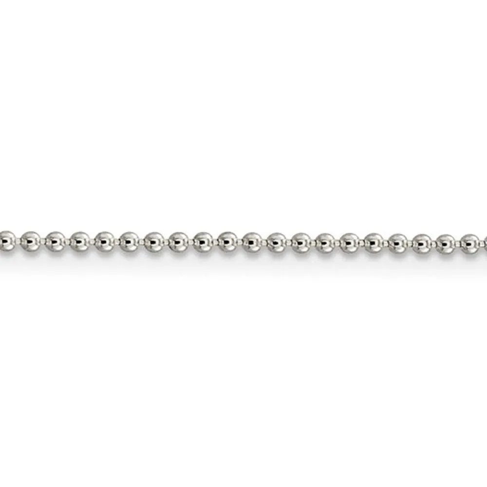 1.5mm Sterling Silver, Solid Beaded Chain Necklace