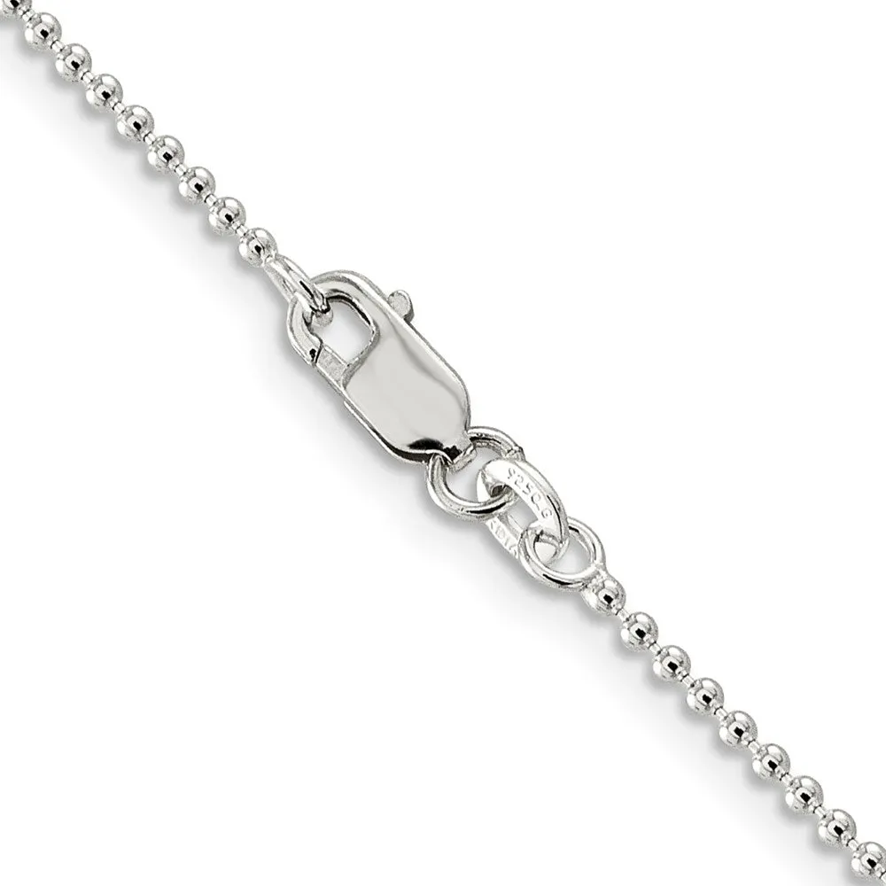 1.5mm Sterling Silver, Solid Beaded Chain Necklace