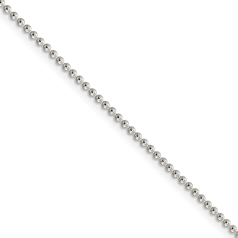 1.5mm Sterling Silver, Solid Beaded Chain Necklace