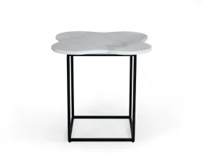 15" Black And White Marble Free Form End Table By Homeroots