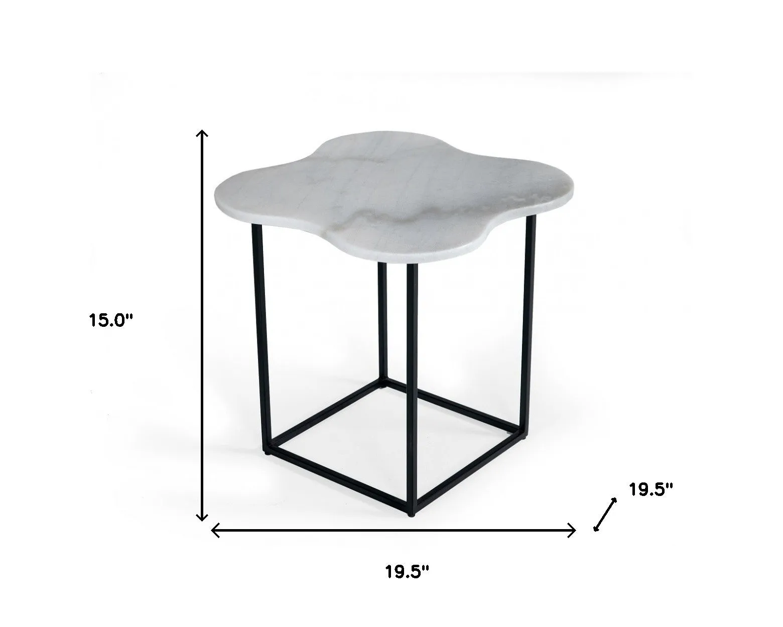 15" Black And White Marble Free Form End Table By Homeroots