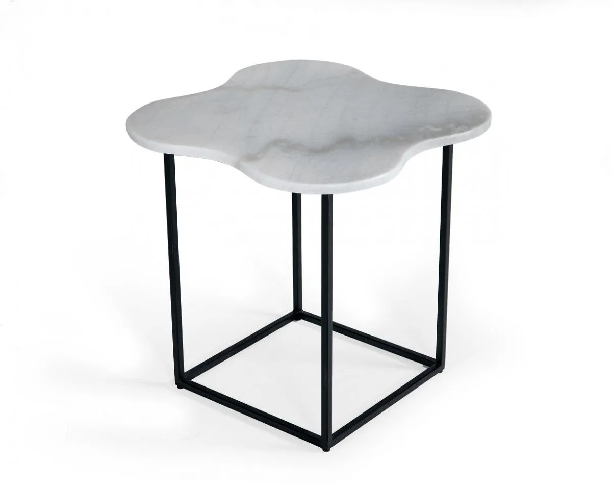 15" Black And White Marble Free Form End Table By Homeroots