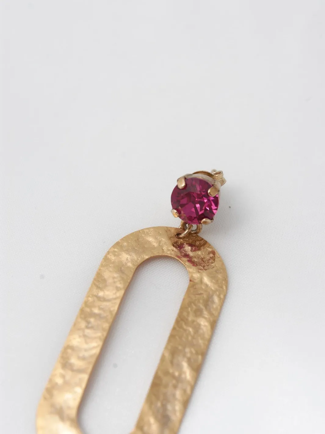 1980s Enrico Coveri golden earrings with pink hard stone