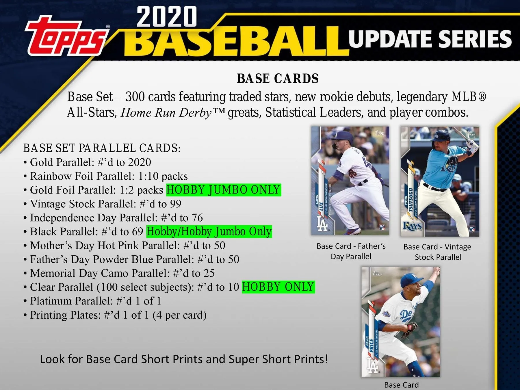 2020 Topps Update Series Baseball Hobby Jumbo Box 10 Packs Per Box, 46 Cards Per Pack