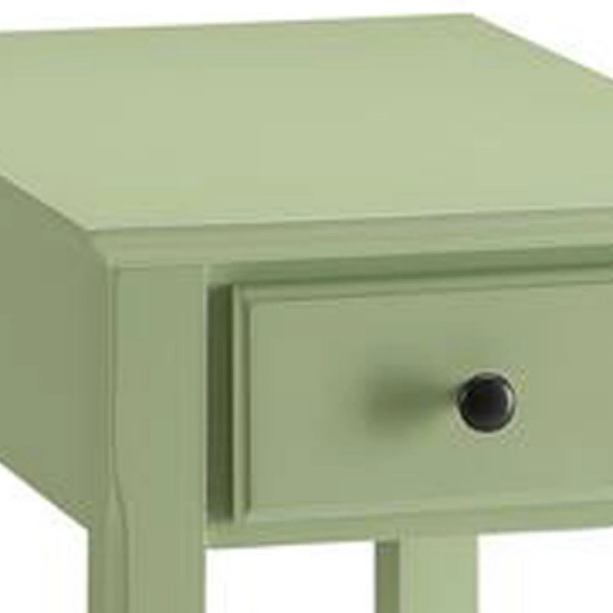 23" Rectangular Wooden Side Table With 1 Drawer, Green  By Benzara