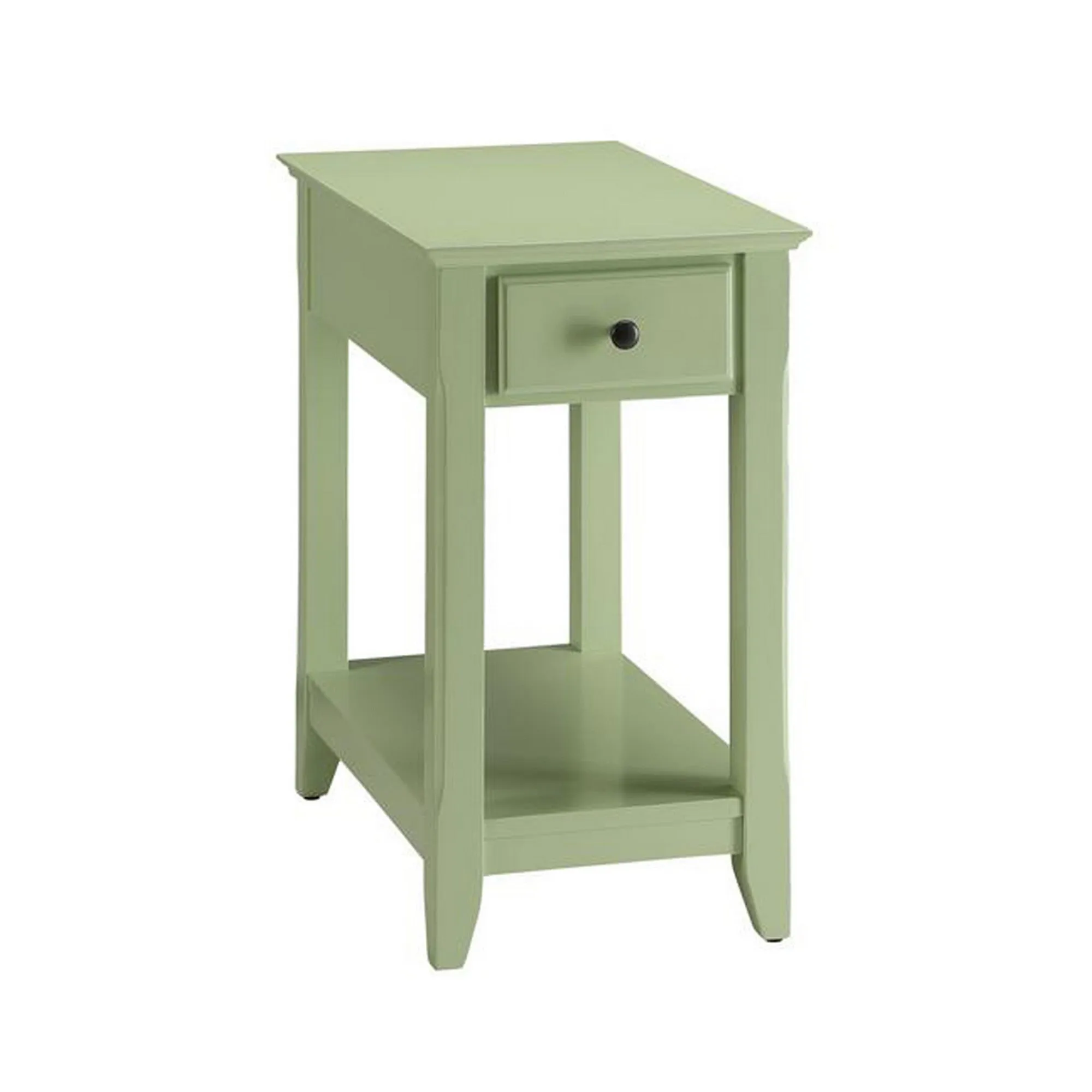 23" Rectangular Wooden Side Table With 1 Drawer, Green  By Benzara