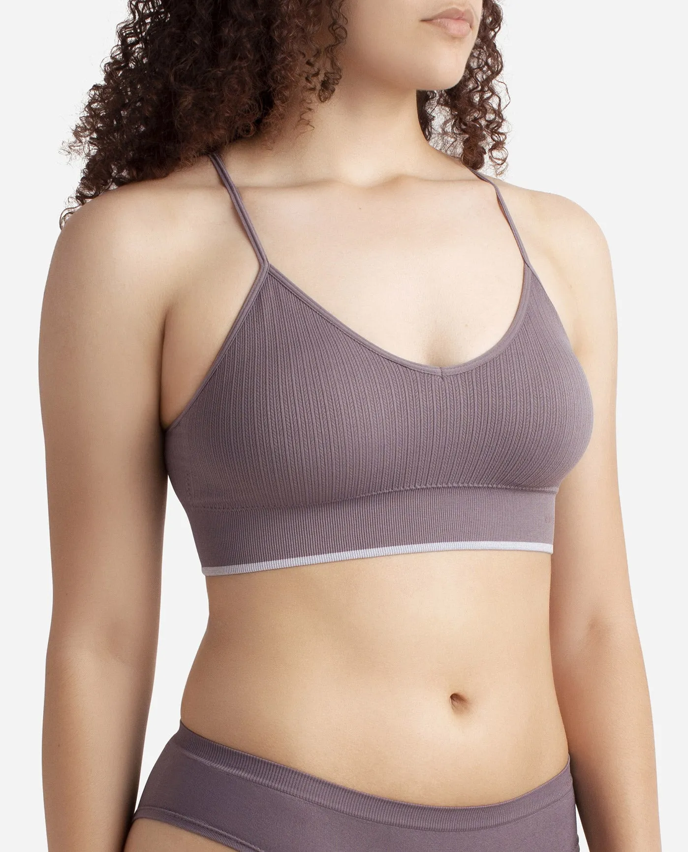 3-Pack Seamless Braid Texture Bralette With Contrast Line