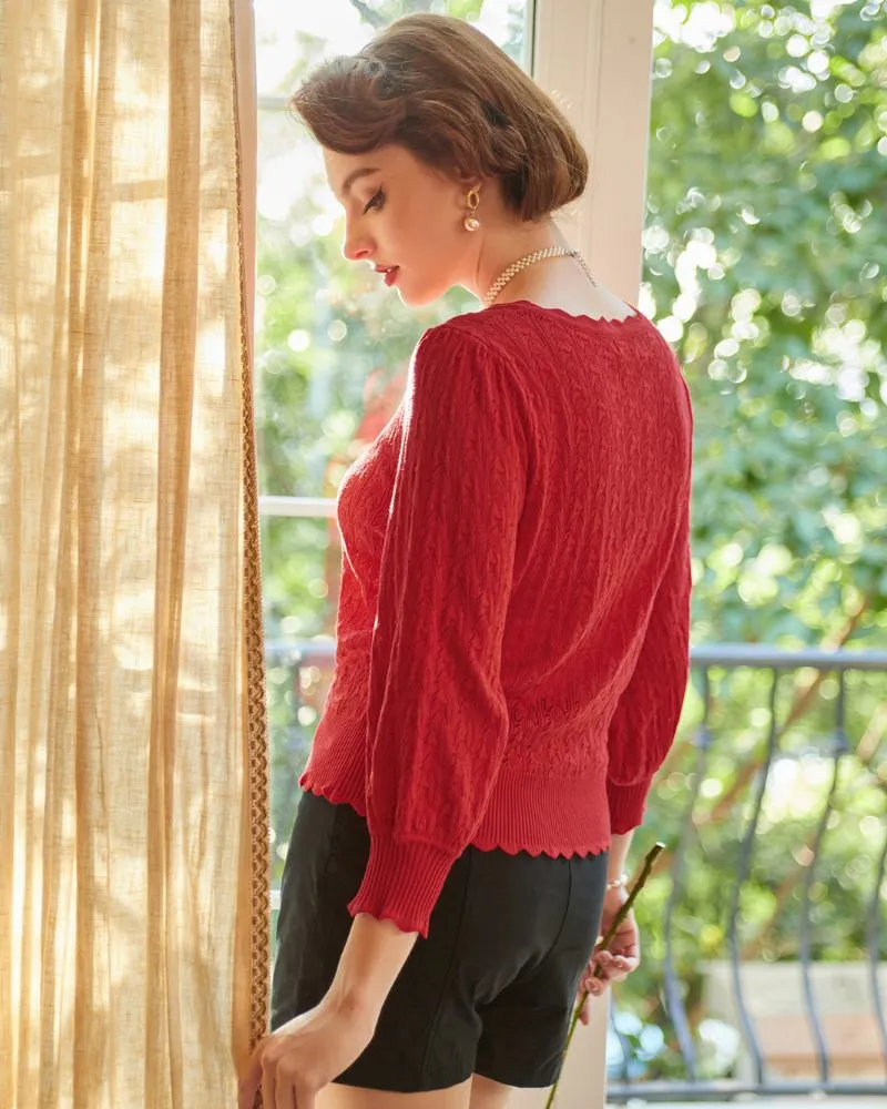 3/4 Sleeve Cardigan V Neck Button Down Sweaters Ribbed Knit Cardigan