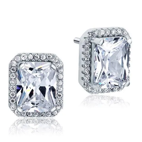 4 Carat Created Zirconia Stud 925 Sterling Silver Earrings MXFE8097