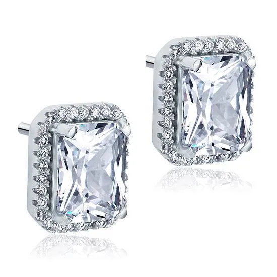 4 Carat Created Zirconia Stud 925 Sterling Silver Earrings MXFE8097