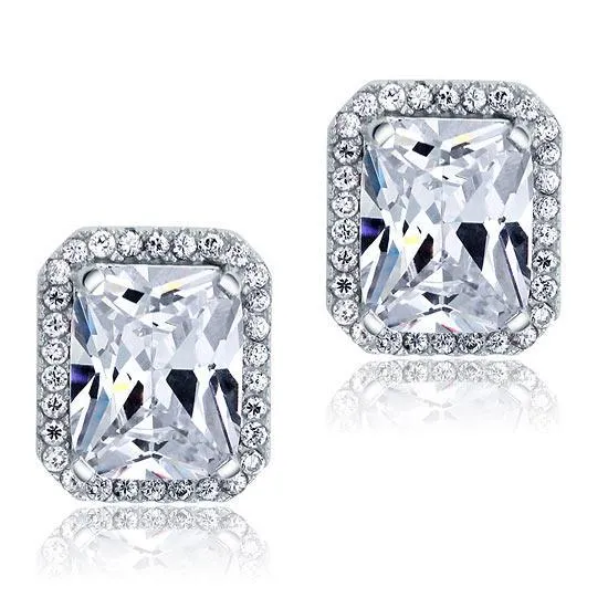 4 Carat Created Zirconia Stud 925 Sterling Silver Earrings MXFE8097