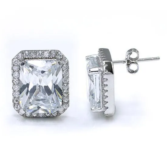 4 Carat Created Zirconia Stud 925 Sterling Silver Earrings MXFE8097