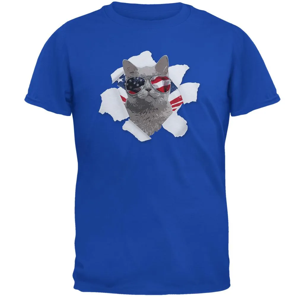 4th of July Meowica Americat Patriot Mens T Shirt