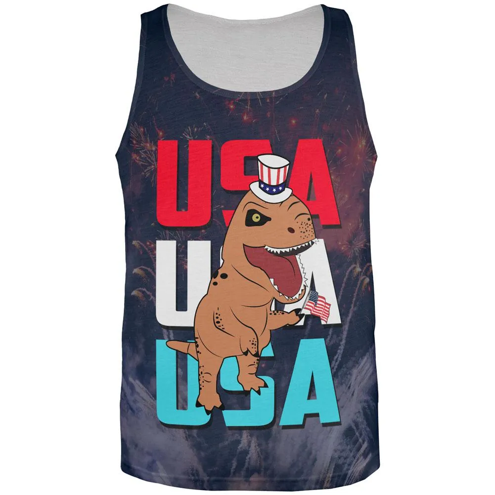 4th Of July USA Patriotic T-Rex All Over Mens Tank Top