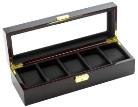 (5) Glossy Dark Ebony wood Watch Box