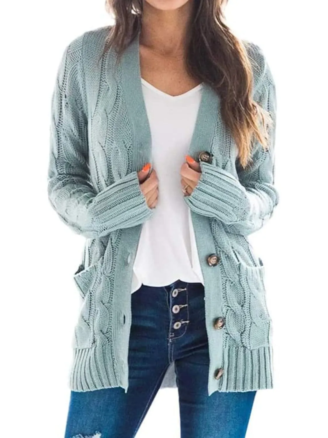 7 Cable-Knit Button Down Cardigan Sweaters