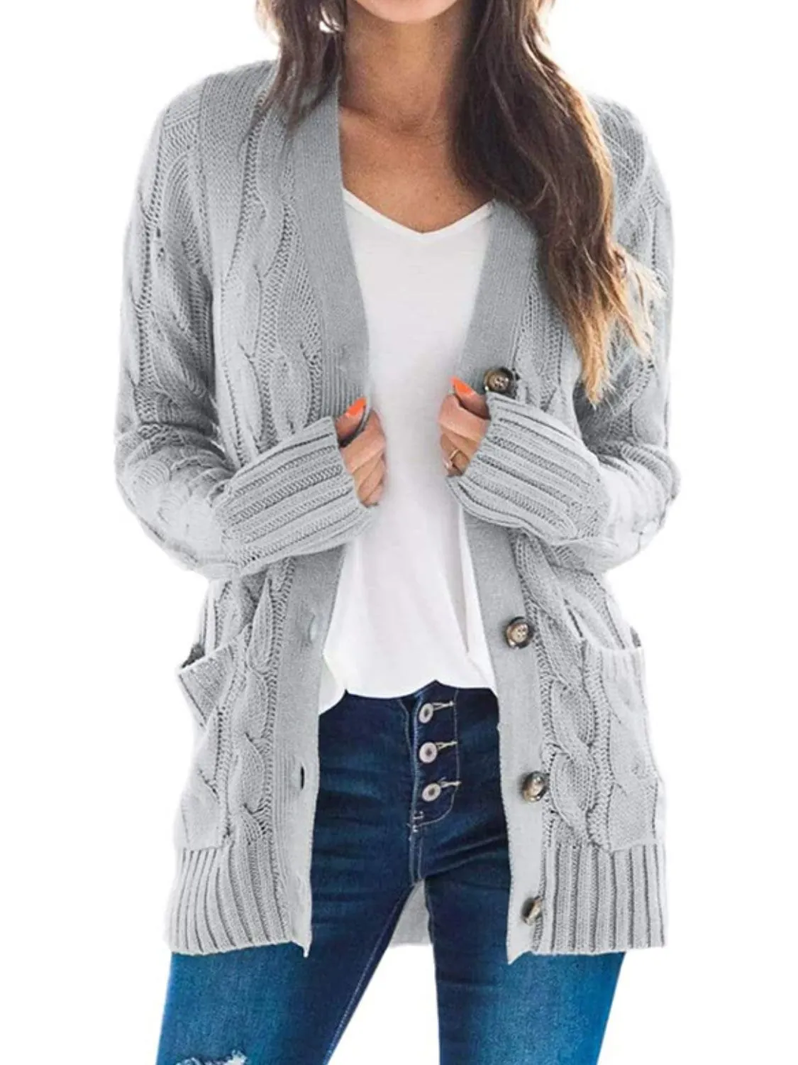 7 Cable-Knit Button Down Cardigan Sweaters