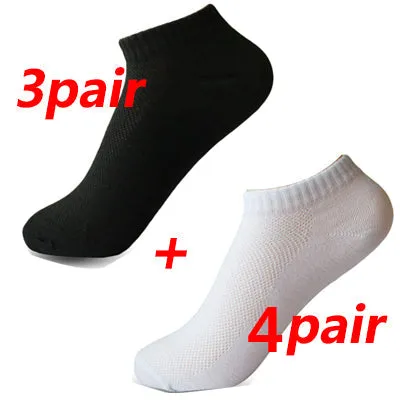 7Pair Women's Casual White Black Solid Color Short Low Cut Ankle Socks