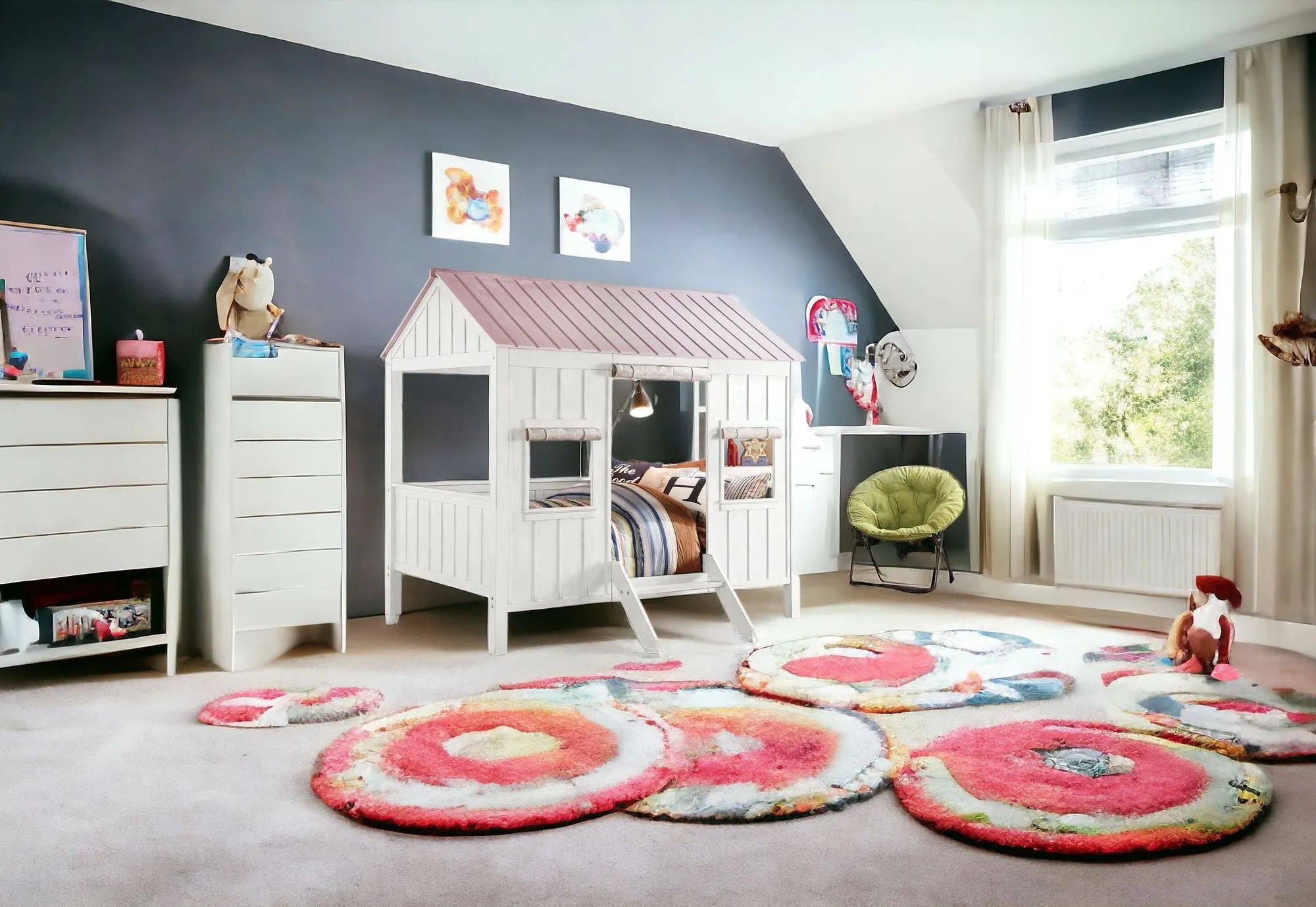 84 X 59 X 77 Weathered White And Washed Gray Cottage Full Bed