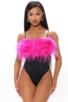 A Little Rendezvous Feather Bodysuit - Pink/combo