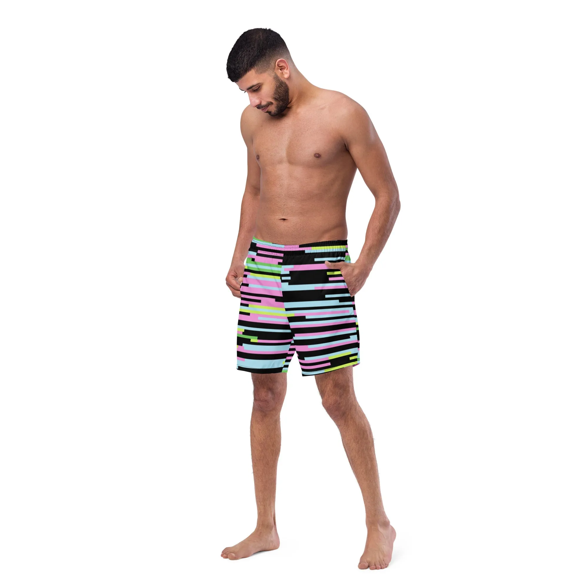 Abstract Best Men's Swim Trunks, Best Designer Premium Luxury Men's Swim Trunks - Made in USA/EU/MX (US Size: 2XS-6XL)