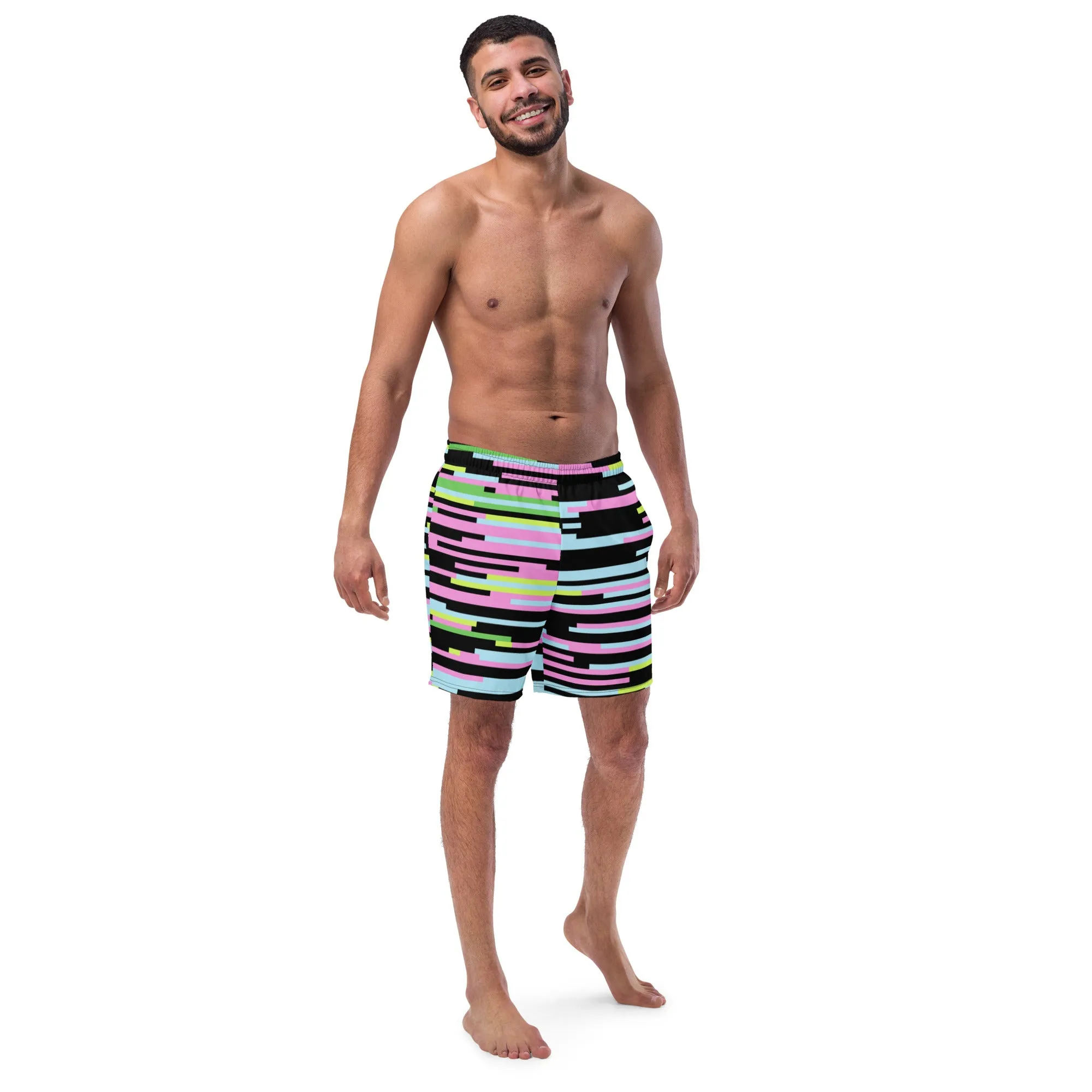 Abstract Best Men's Swim Trunks, Best Designer Premium Luxury Men's Swim Trunks - Made in USA/EU/MX (US Size: 2XS-6XL)