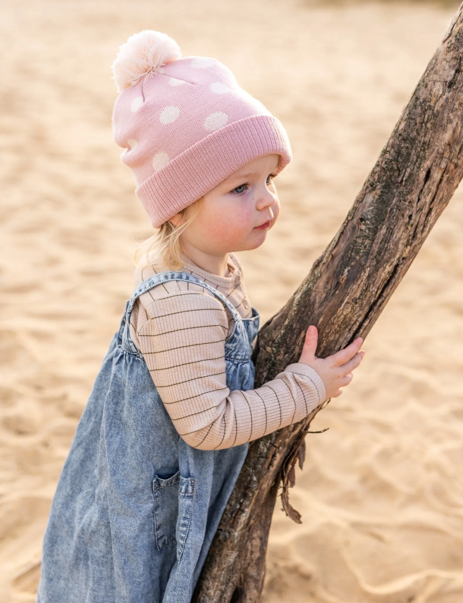 Acorn Raindrops Merino Beanie - Dusty Pink