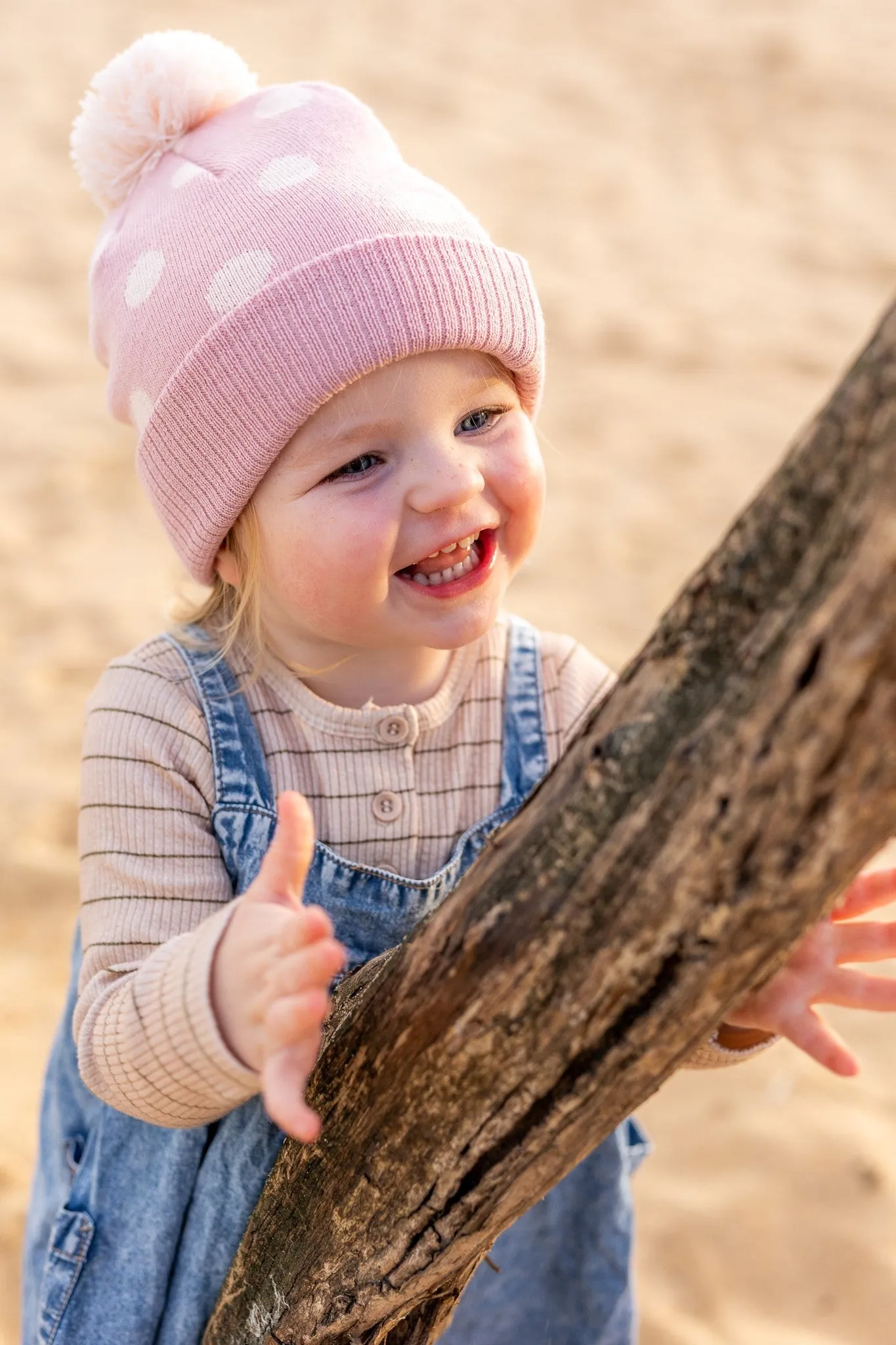 Acorn Raindrops Merino Beanie - Dusty Pink