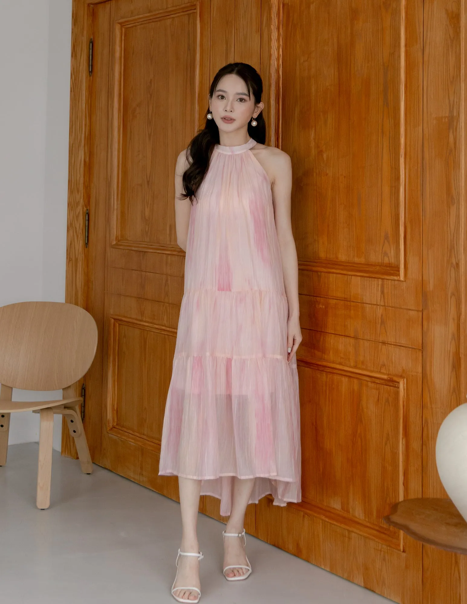 Adelia Organza Ombre Dress in Pink