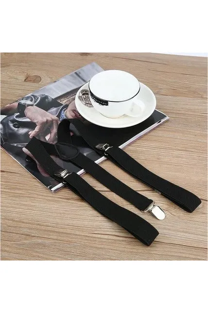 Adjustable Elasticated Adult Suspender Straps Y Shape Clip-on