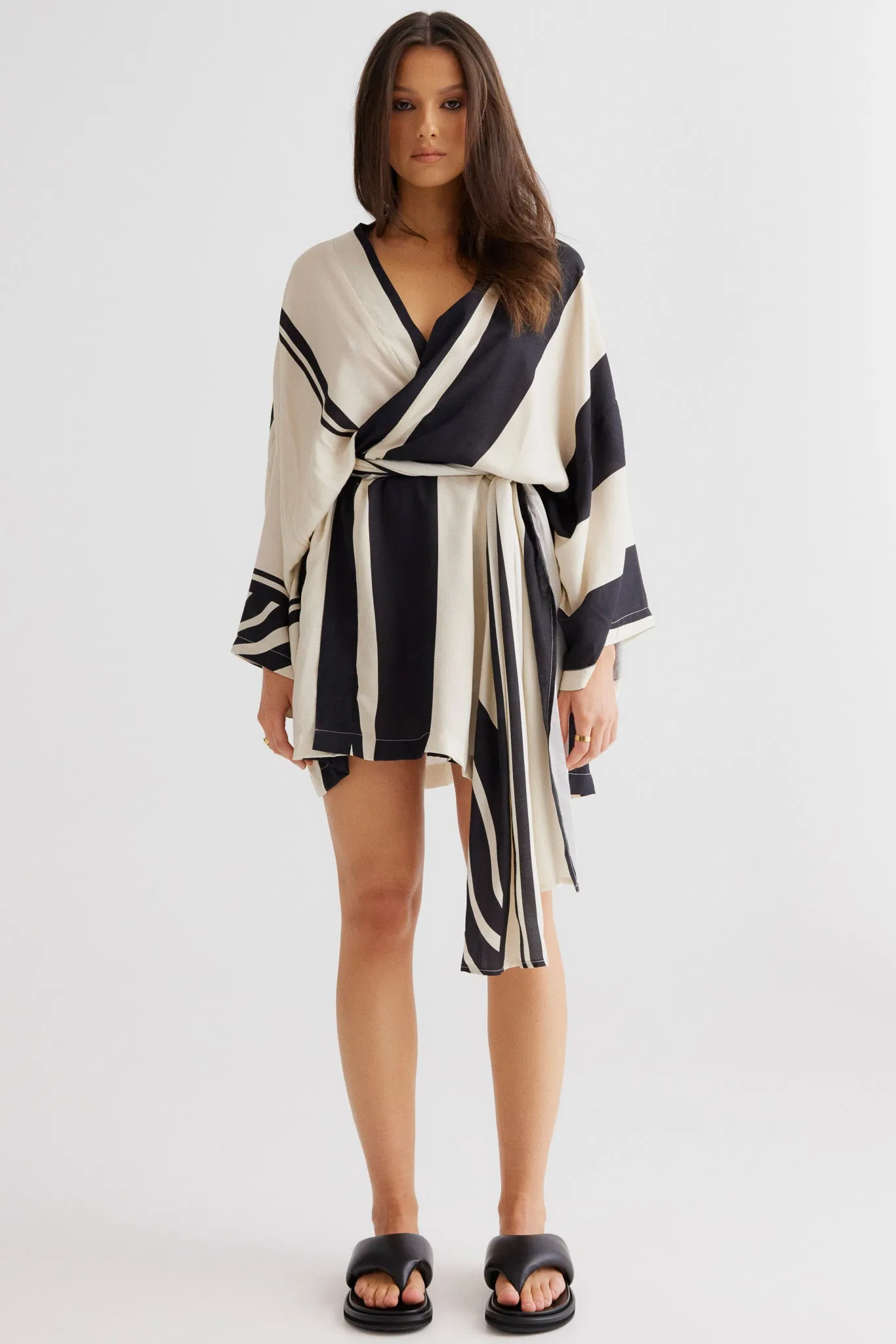 Alba Wrap Dress - Black Print