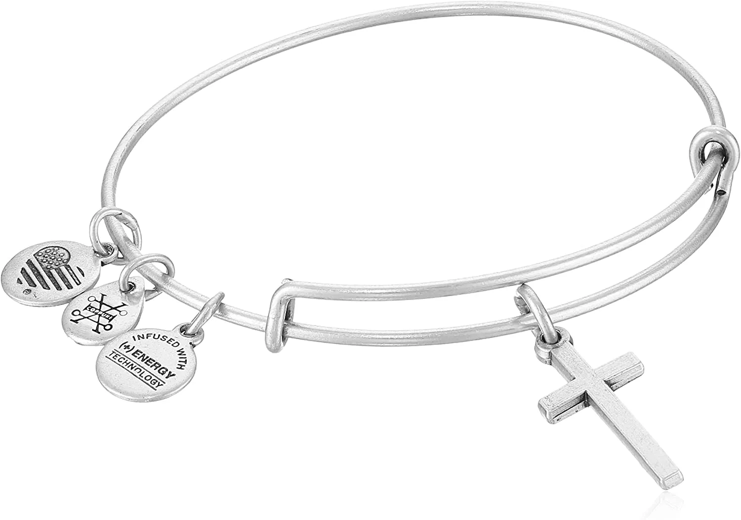 Alex and Ani Divine Guides Expandable Bangle Bracelet for Women, Cross Charm, 2 to 3.5 in