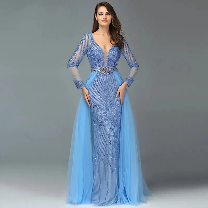 ALIZA - Luxe Sequined Sparkle Evening Gown