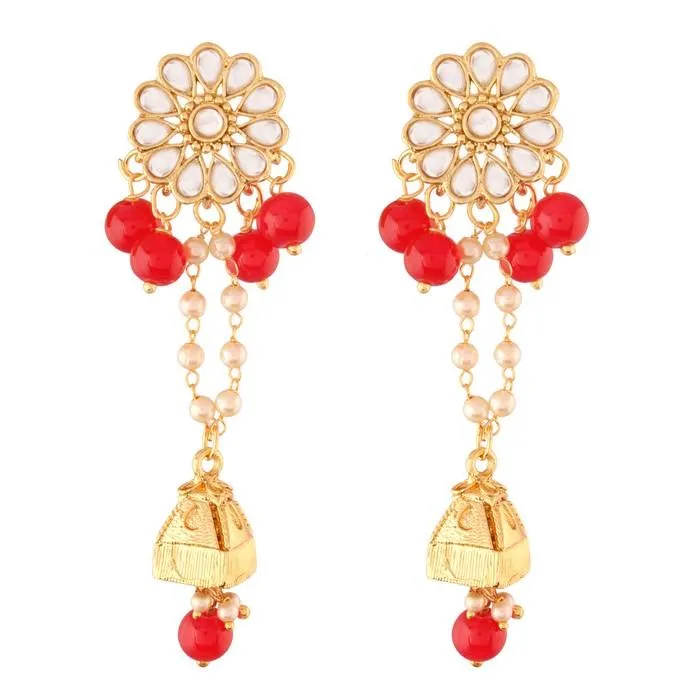 Alloy Large Dangle Earrings in Red