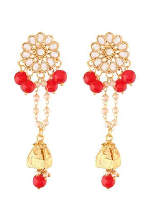 Alloy Large Dangle Earrings in Red