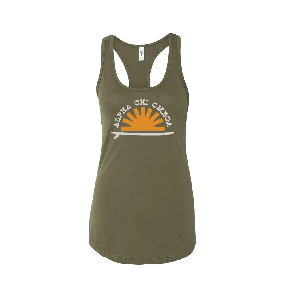 Alpha Chi Omega Howdy Sunrise Women's Ideal Racerback Tank Tank Top